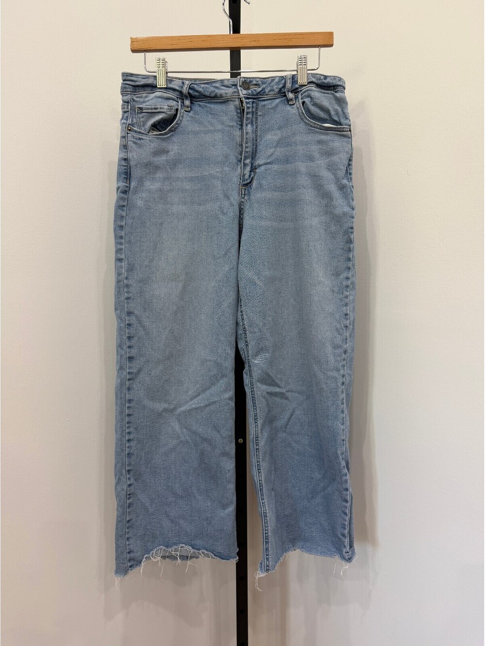Hidden Jeans Light Blue Wide-Leg Denim Pants with Raw Hem